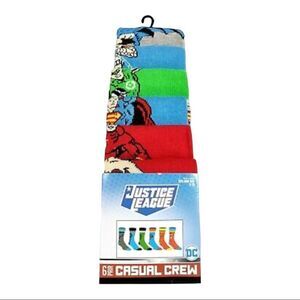 Marvel Mens 6 Pair Crew Socks Green Lantern The Flash Wonder Fits Shoe Size 8-12